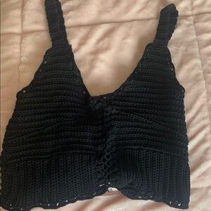 Black Knit Women's Top